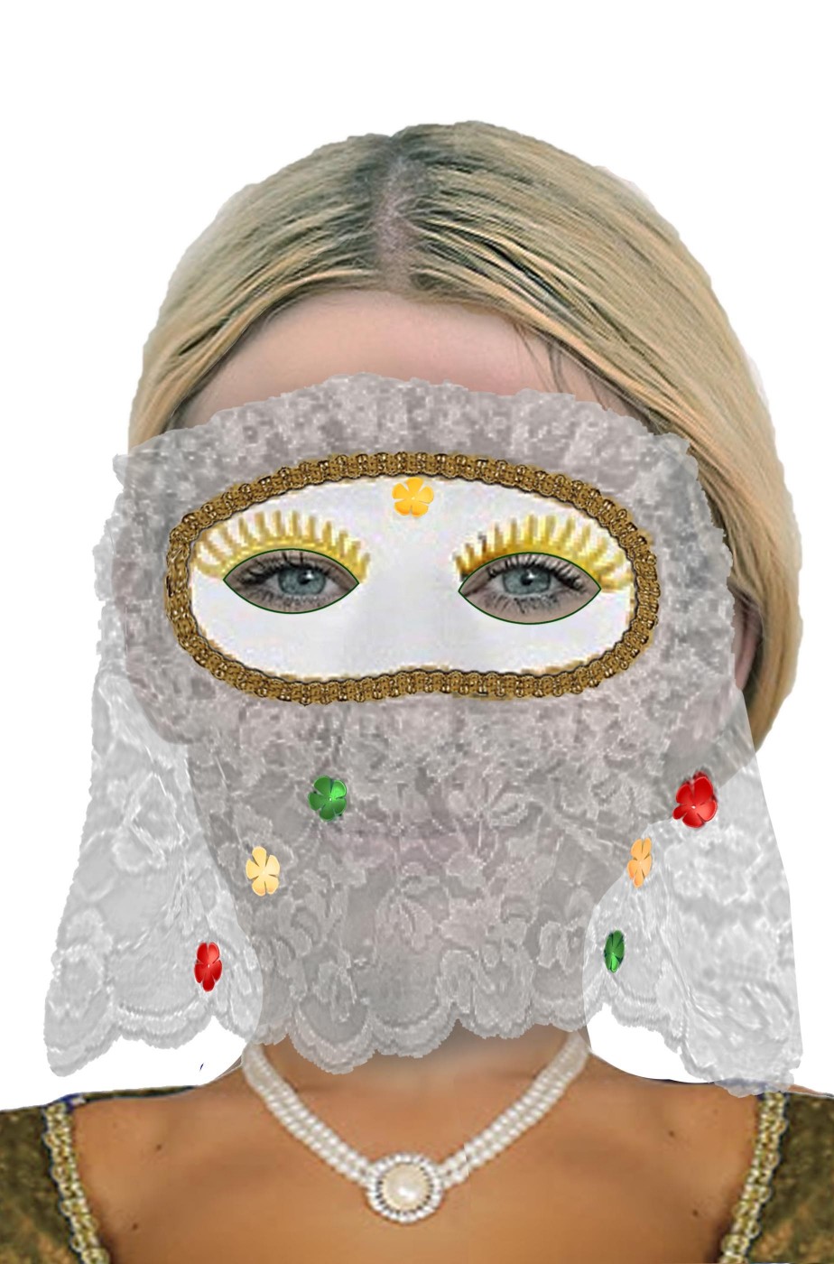 Maschera carnevale veneziana bianca con pizzo