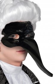 Maschera carnevale veneziano nera naso lungo Pantalone