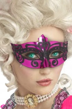 Maschera di carnevale rosa con brillantinato