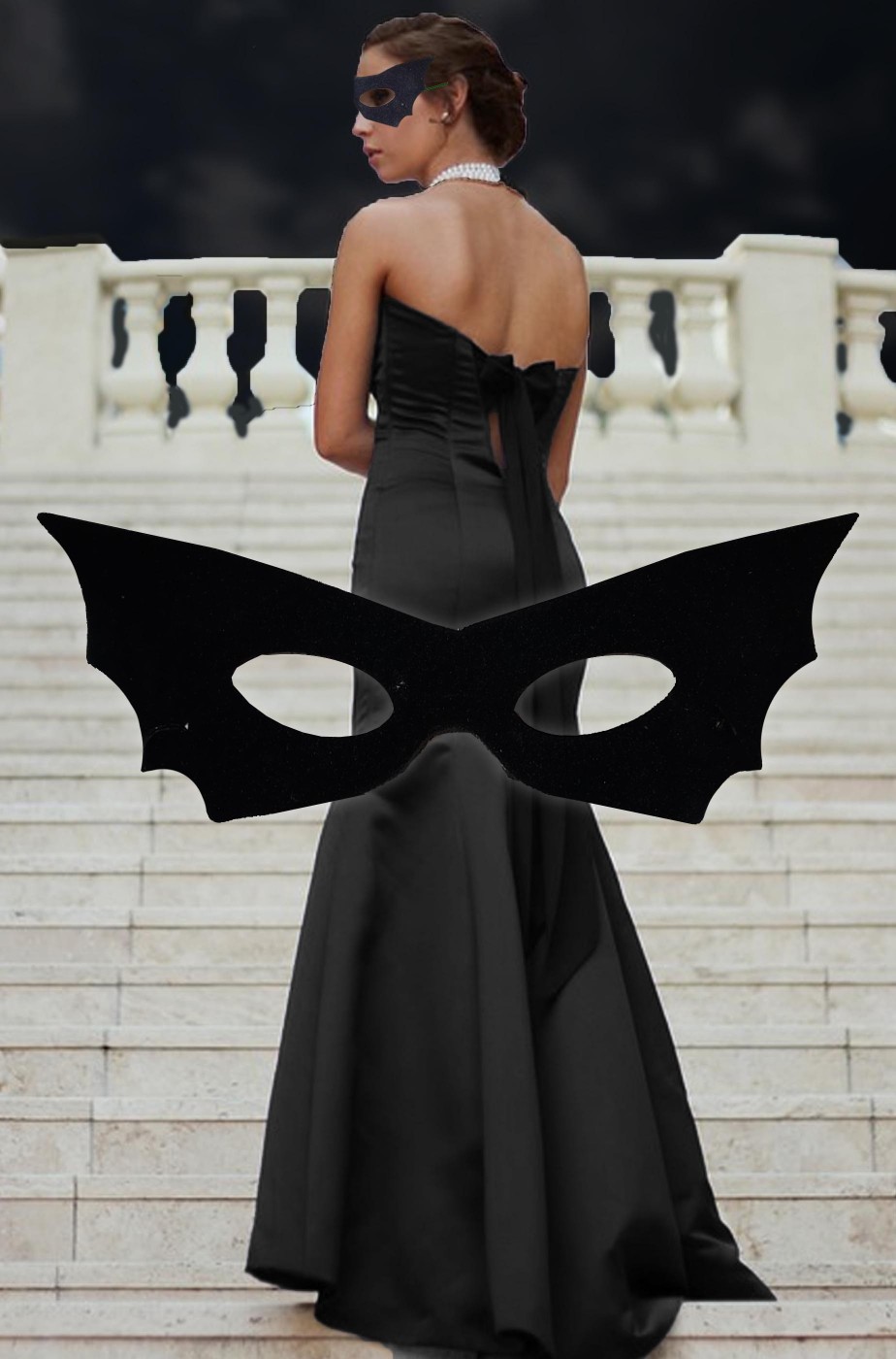 Maschera di carnevale nera domino pipistrello elegante