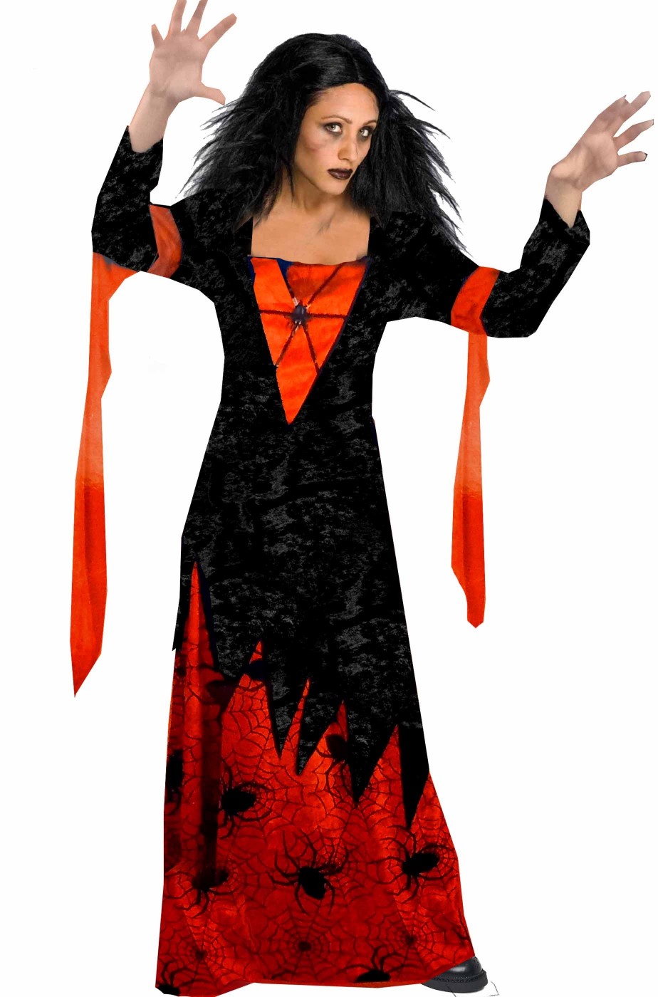Vestito Halloween donna strega dei ragni lungo e comodo