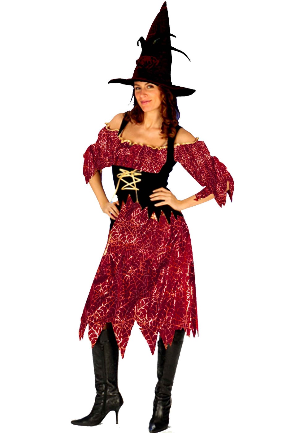Vestito Halloween donna strega elegante bordeaux