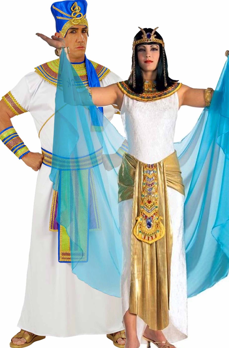 Coppia vestiti di carnevale faraoni Ramses e Nefertari antichi egizi