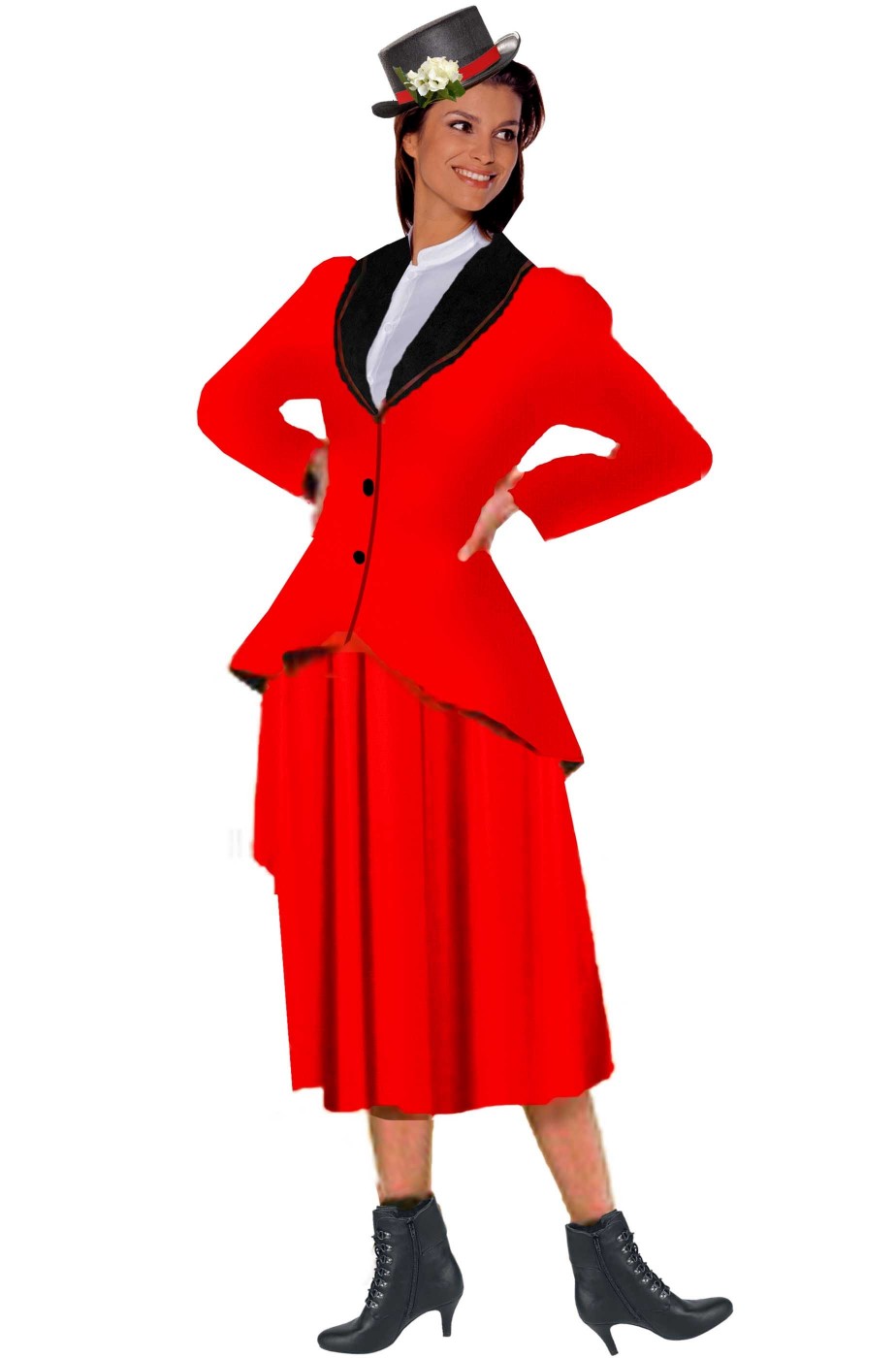 vestito di carnevale Mary Poppins rosso vittoriana fine 800 primi 900
