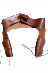 Cinturone doppio fodero cowboy di cuoio