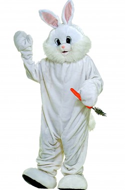 Mascotte coniglio bianco adulto costume di carnevale con testa