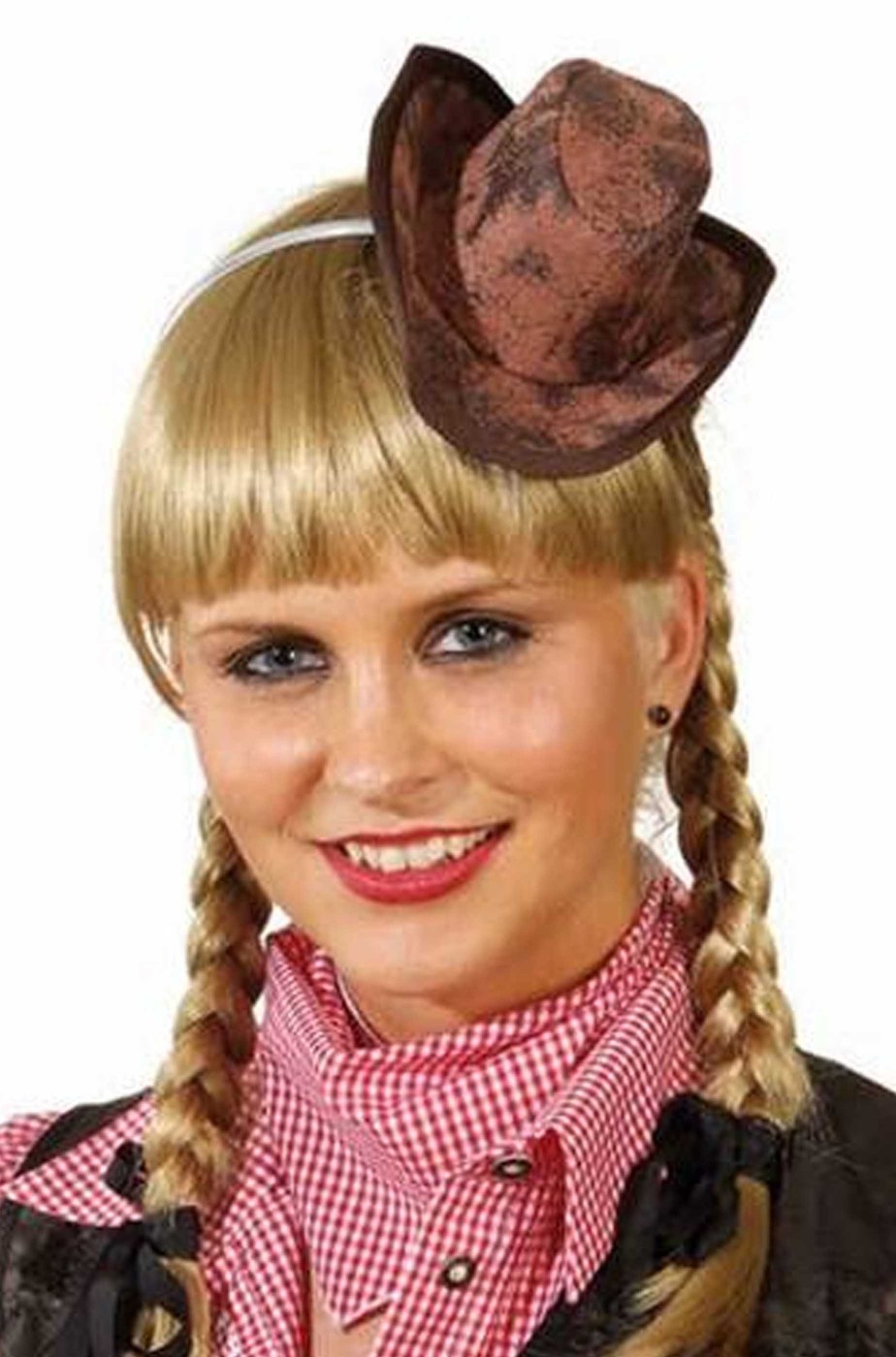Mini cappello marrone da cowgirl o piratessa su cerchietto