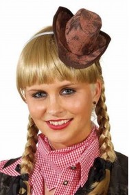 Mini cappello marrone da cowgirl o piratessa su cerchietto
