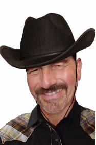 Cappello da cowboy nero con cordino