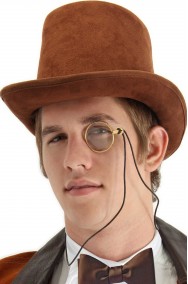 Cappello a cilindro da uomo scamosciato tuba marrone steampunk