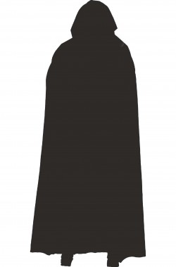 Mantello nero con cappuccio lungo