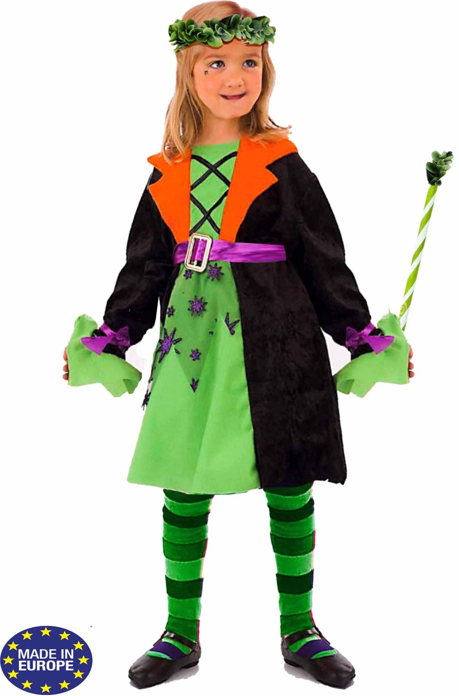 Costume carnevale bambina elfa dei boschi o fatina verde non cinese