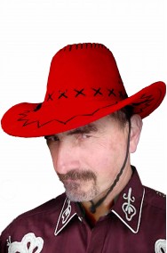 Cappello cowboy di finta pelle scamosciato rosso