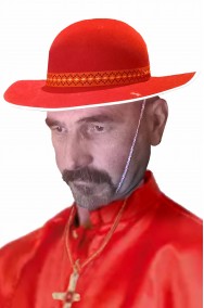 Cappello rotondo rosso da cardinale antico