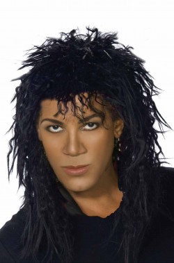 Parrucca nera pop star anni 80 scalata