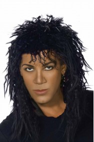 Parrucca nera pop star anni 80 scalata