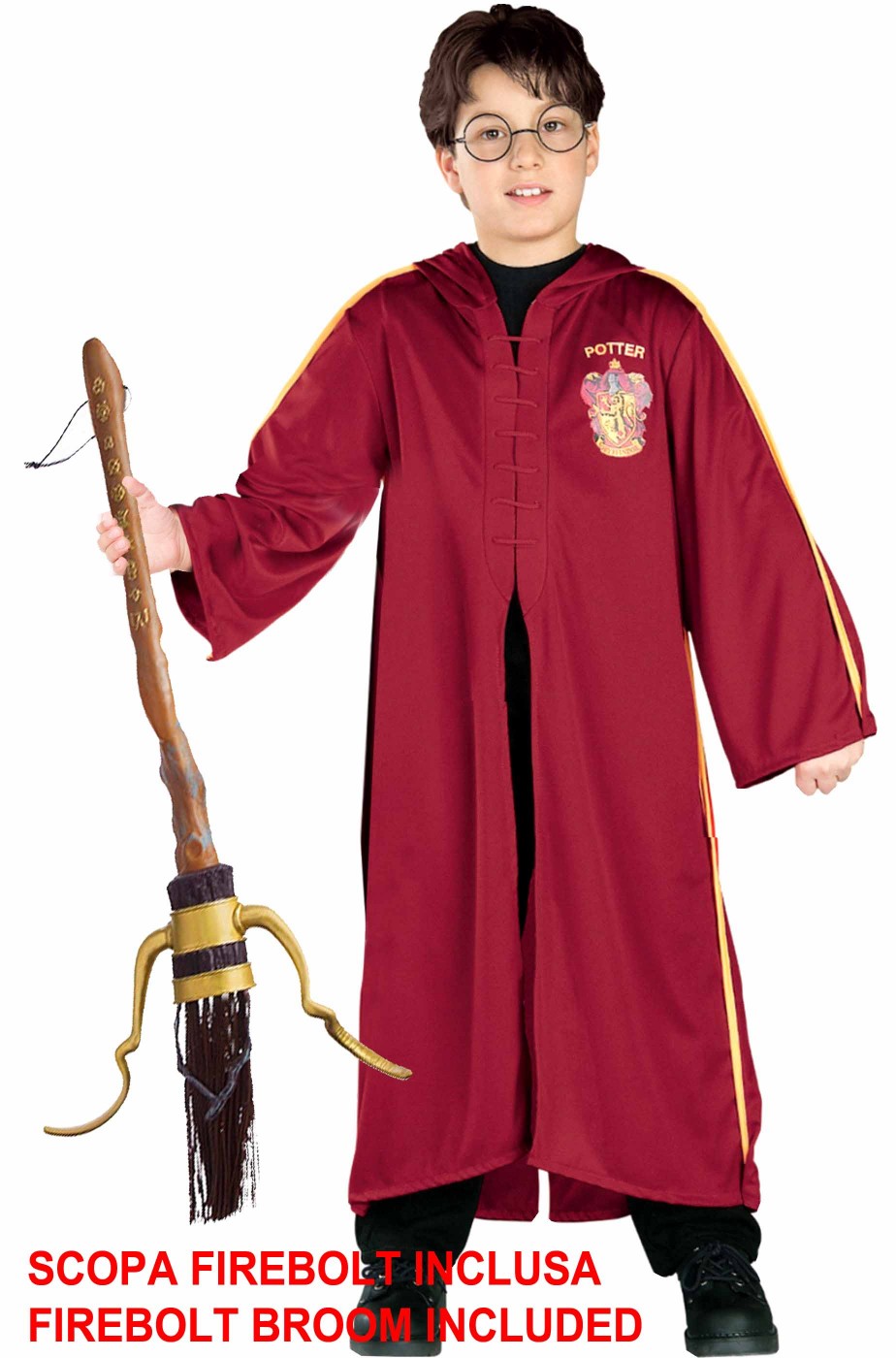Costume Harry Potter giocatore di Quiddich con scopa