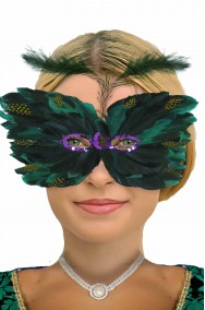 Maschera carnevale veneziano di piume verdi