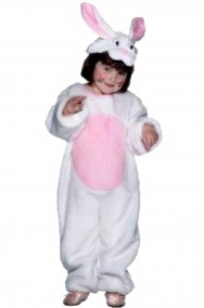 Vestito di carnevale bambino coniglio bianco e rosa