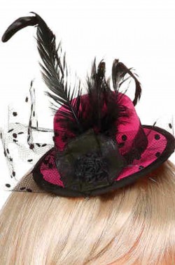 Cappellino burlesque con rosa e piume