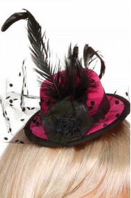Cappellino burlesque con rosa e piume
