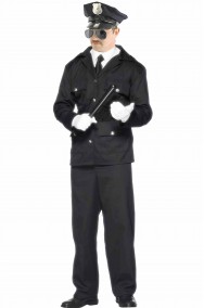 Costume carnevale adulto poliziotto Bobby Inglese Scotland Yard nero
