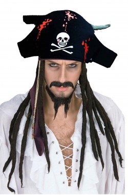 Cappello da pirata nero con teschio