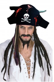 Cappello da pirata nero con teschio