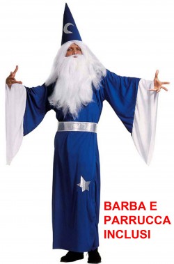 Costume da Mago Merlino con parrucca e barba