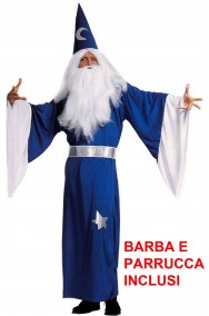 Costume da Mago Merlino con parrucca e barba