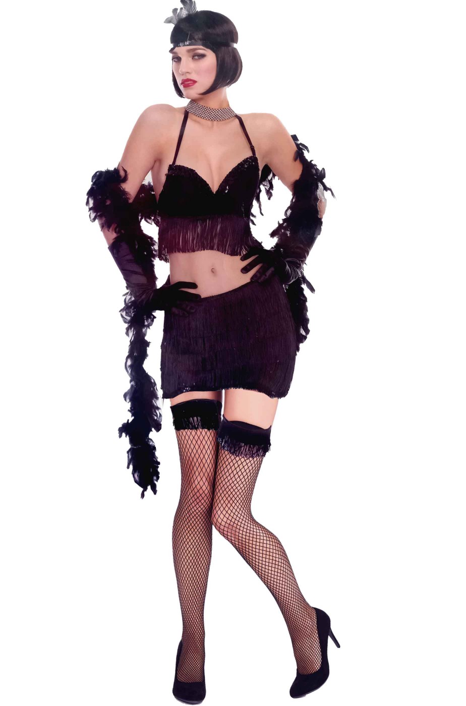 Vestito donna anni 20 flapper nero grande gatsby