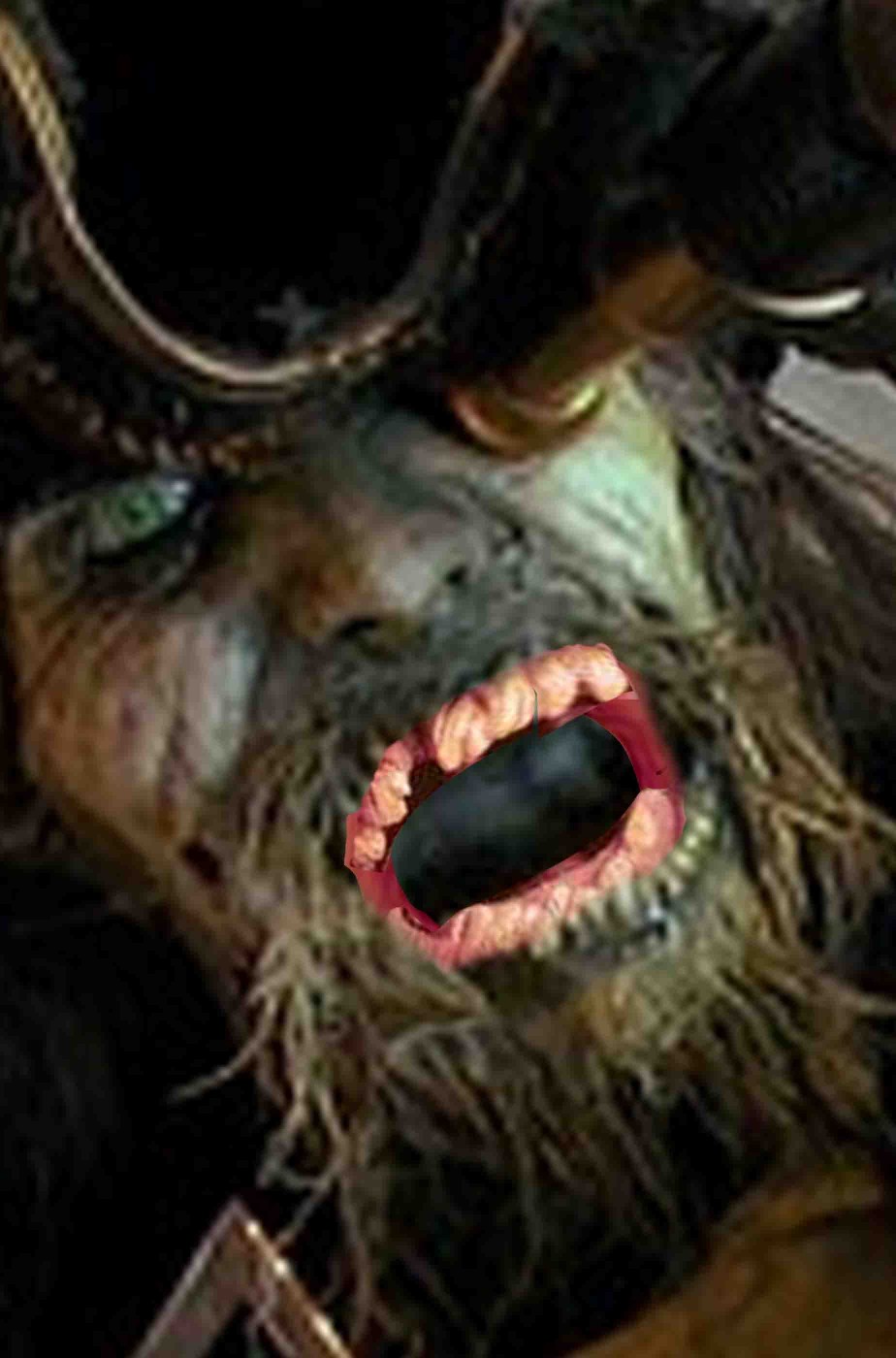 Denti finti marci da pirata su dentiera