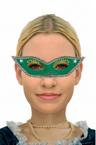 Maschera di carnevale veneziano verde occhi di gatto