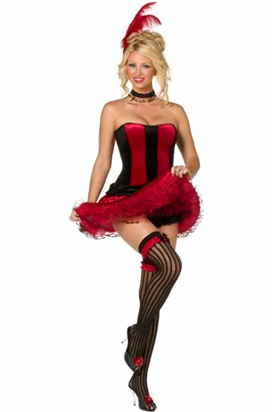 Costume di carnevale donna da saloon girl, ballerina western di can can