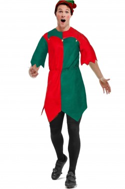 Vestito da Elfo di Babbo Natale da uomo economico