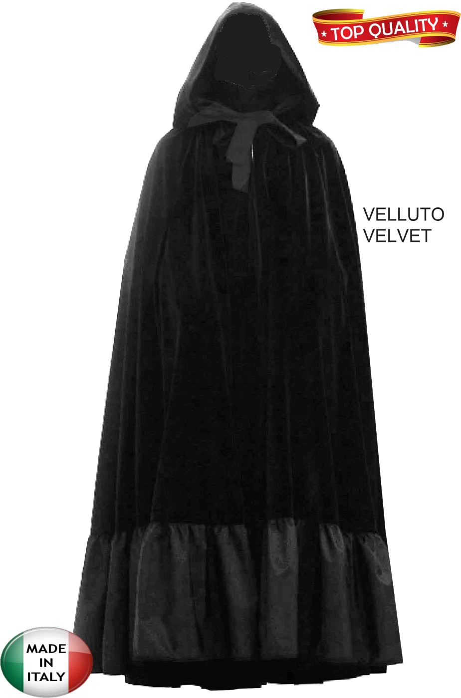 Mantello nero veneziano con cappuccio