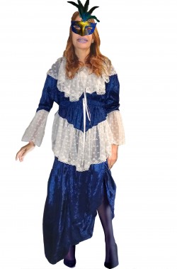 Costume di carnevale dama del 700 o 800 blu con pizzo