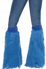Pantaloni a zampa anni 70 di pelo blu