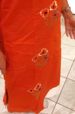 Vestito da cinese donna arancione ricamato