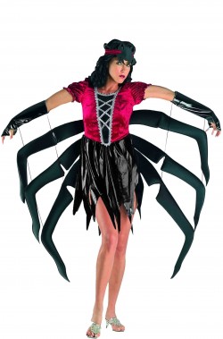Costume Donna Ragno con zampe multiple. Aprendo le braccia si aprono le zampe.