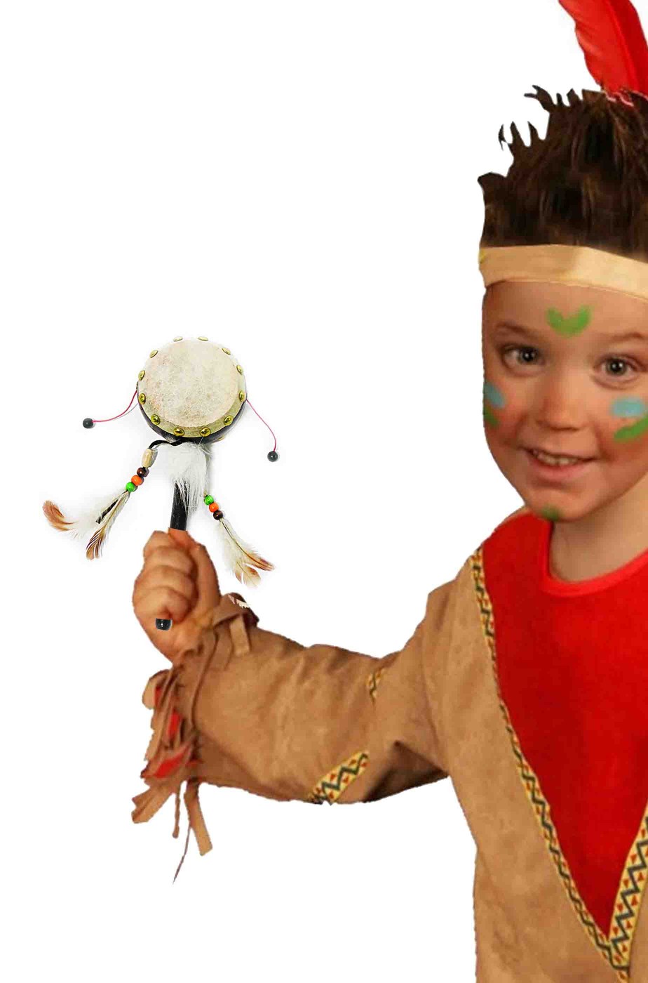 tamburello con piuma rifinto con borchie