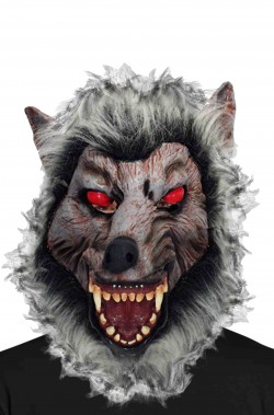 maschera lupo grigio con occhi rossi