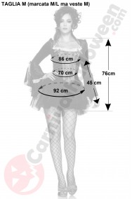Misure costume Halloween donna vampira tentatrice taglia M