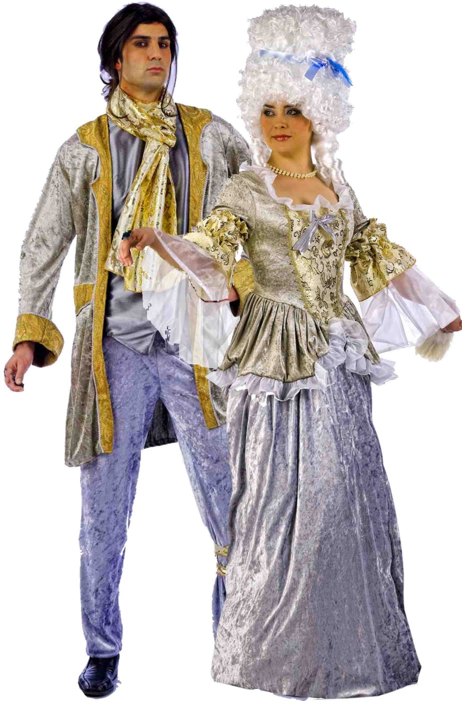 Coppia di vestiti di carnevale western baro e ballerina del saloon