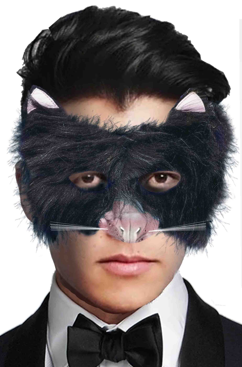 Maschera da gatto nero di pelo con vibrisse