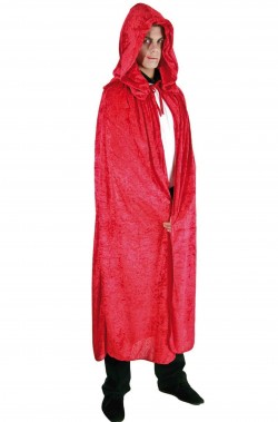 Mantello lungo rosso con cappuccio da adulto