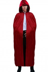 Mantello rosso lungo con cappuccio
