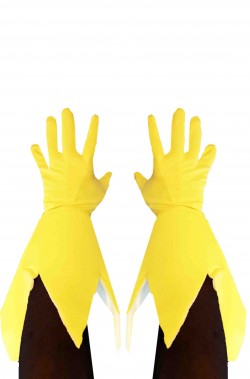 Guanti gialli cosplay da adulto con punte