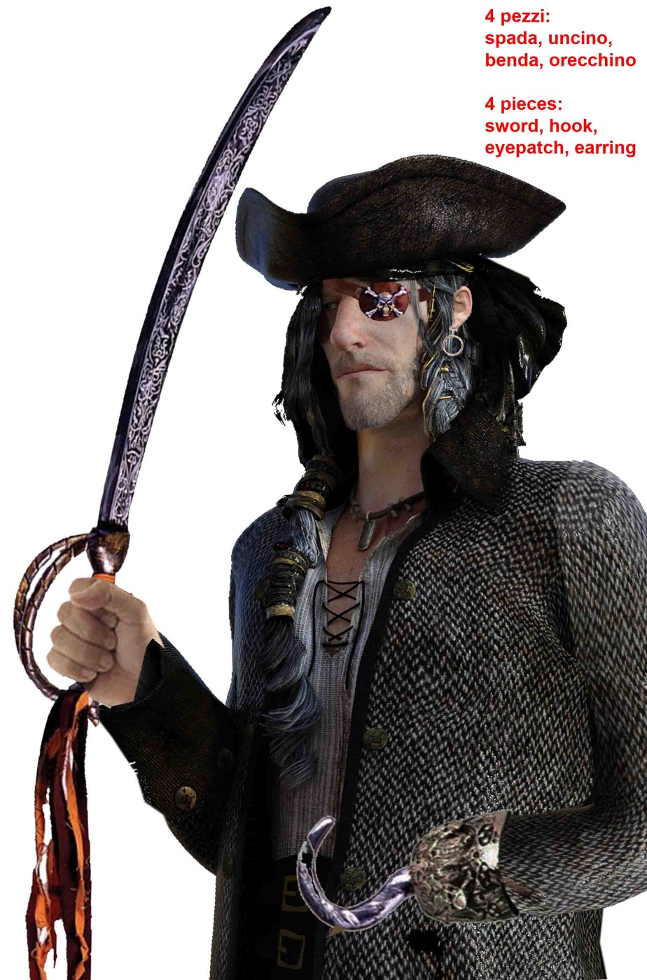 Kit per costume da pirata o piratessa con armi