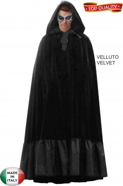 Mantello nero veneziano con cappuccio di velluto